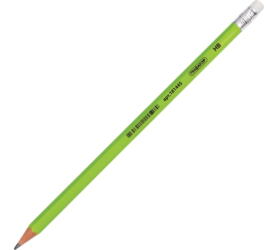 Изображение товара Чернографитный карандаш Пифагор hb с ластиком, комплект 100 штук 880433