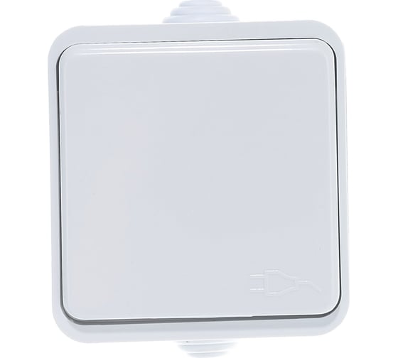 Изображение товара Одинарная розетка IN HOME с заземлением, с крышкой AQUA белая полугерметичная 3112 4690612000459