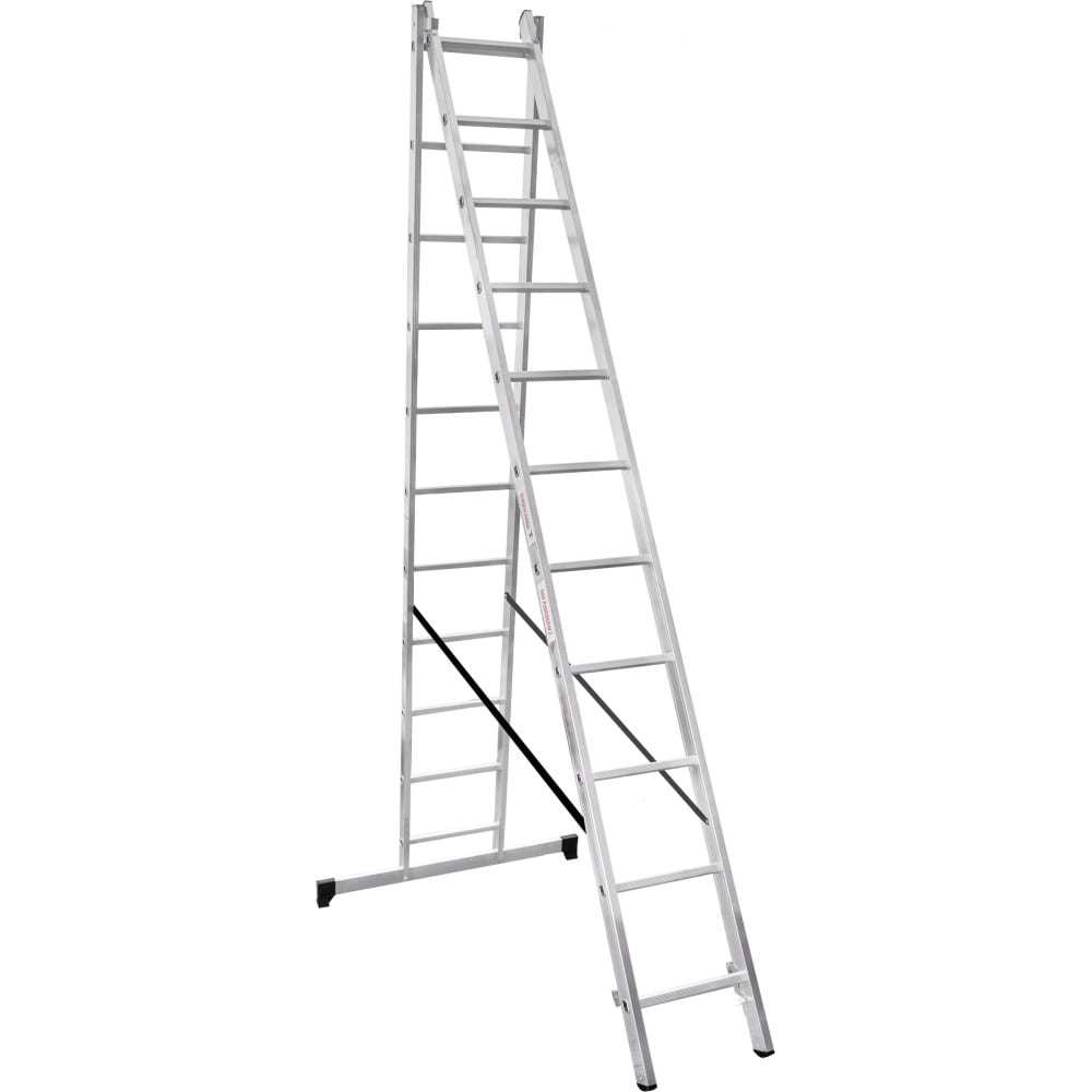 Двухсекционная лестница Новая Высота стремянка с лотком для инструментов новая высота артель 7 ступеней алюминий