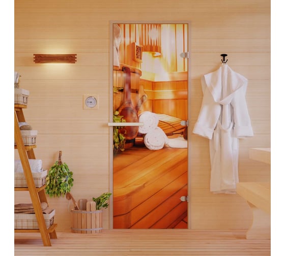 Изображение товара Дверь для бани DoorWood фотопечать рисунок а032 2000x800 мм. правая (петли справа) УТ-00014683