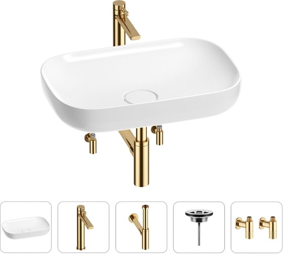 Изображение товара Раковина для ванной Wellsee Croquis в наборе 5 в 1 201003988