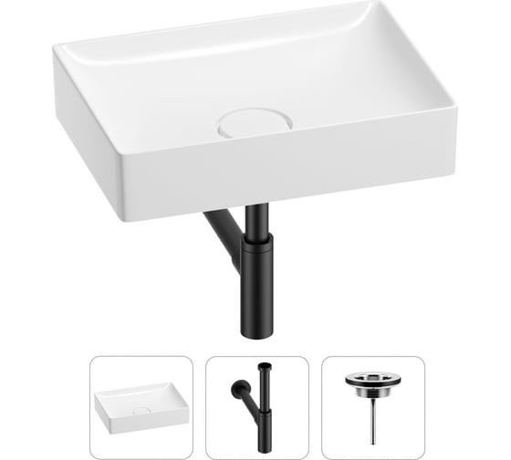 Изображение товара Раковина для ванной Wellsee Pure BY201001242 в наборе 3 в 1 201001242