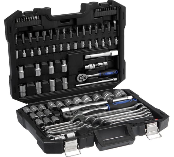 Изображение товара Набор инструментов ТУНДРА в кейсе, автомобильный, CrV, 1/2 и 1/4, 99 предметов 881828