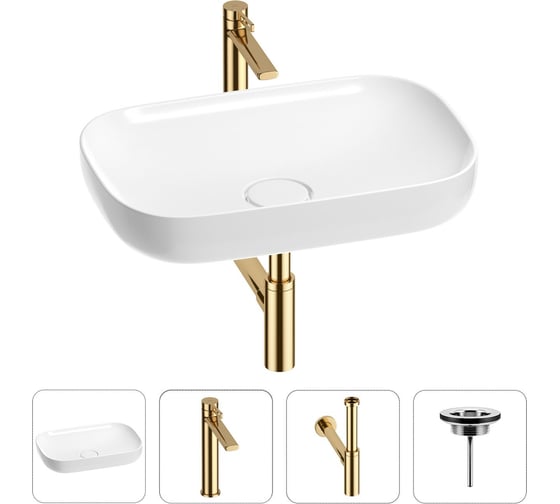 Изображение товара Раковина для ванной Wellsee Croquis в наборе 4 в 1 201001943