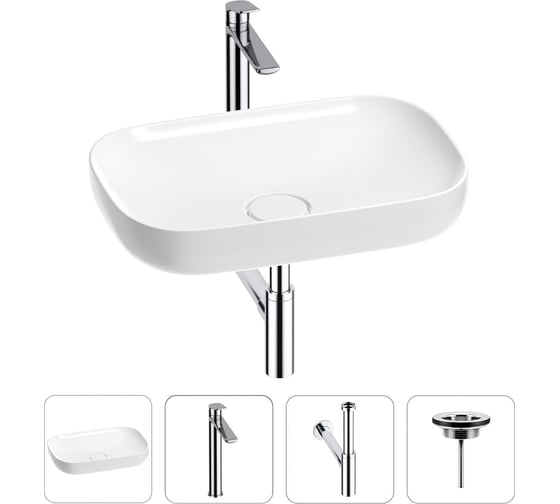 Изображение товара Раковина для ванной Wellsee Croquis в наборе 4 в 1 201001936