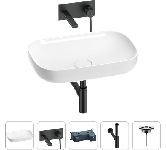 Изображение товара Раковина для ванной Wellsee Croquis в наборе 4 в 1 201001952