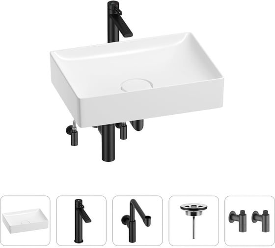 Изображение товара Раковина для ванной Wellsee Pure BY в наборе 5 в 1 201004422