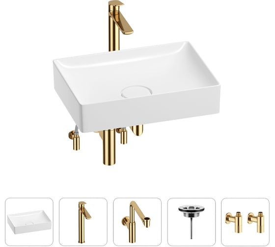 Изображение товара Раковина для ванной Wellsee Pure BY в наборе 5 в 1 201004418