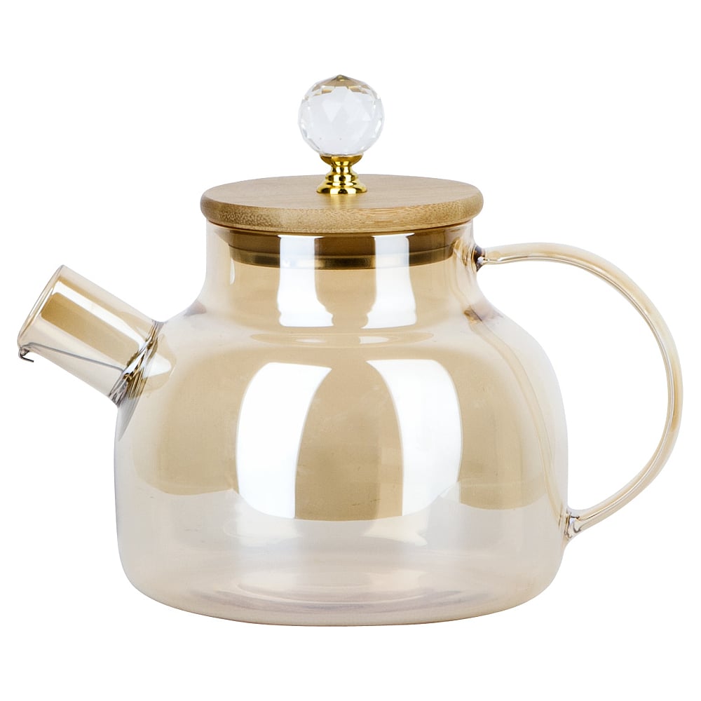 Заварочный жаропрочный чайник Nouvelle, цвет прозрачный/золотой