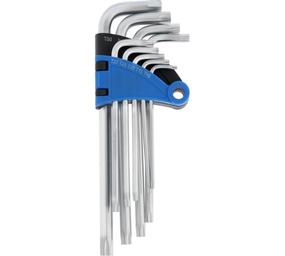 Изображение товара Набор ключей ТУНДРА TORX Tamper, удлиненные, CrV, TT10 - TT50, 9 шт. 2354396