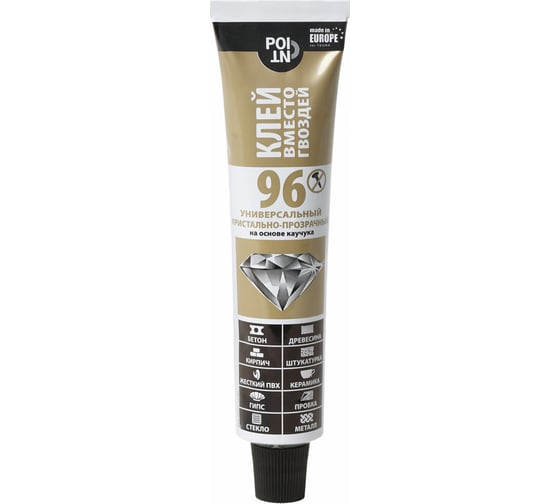 Изображение товара Клей вместо гвоздей POINT 96, кристально-прозрачный, в шоу-боксе, 80 мл 03-1-0-196