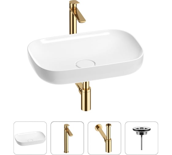 Изображение товара Раковина для ванной Wellsee Croquis в наборе 4 в 1 201001878