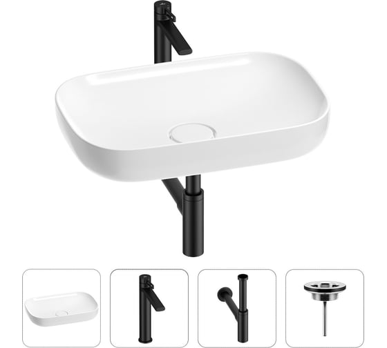 Изображение товара Раковина для ванной Wellsee Croquis в наборе 4 в 1 201001942