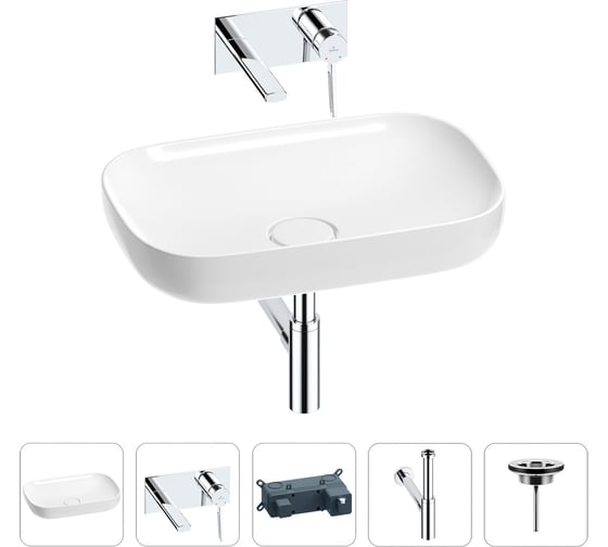Изображение товара Раковина для ванной Wellsee Croquis в наборе 4 в 1 201001951