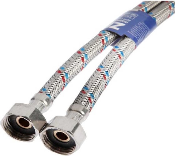 Изображение товара Комплект гибкой подводки для смесителя ELSEN со штуцерами 17 мм и 37 мм, гайка-штуцер 1/2-М10, длина 120 см EFC1737.12GF-120