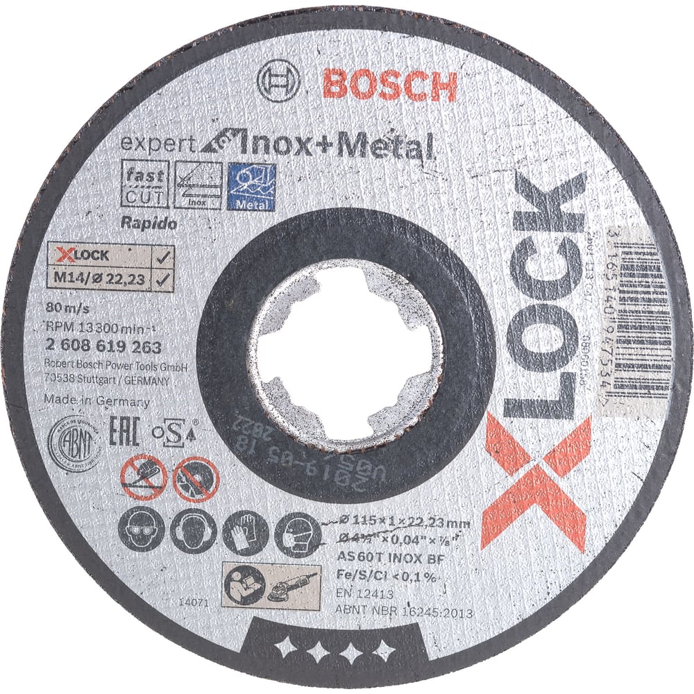 фото Отрезной диск по металлу x-lock (115x1x22.2 мм) bosch 2608619263