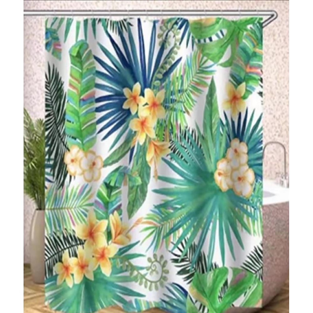 Изображение товара Штора для ванной Zalel фотопринт, 180x200, тропики, с кольцами 553274
