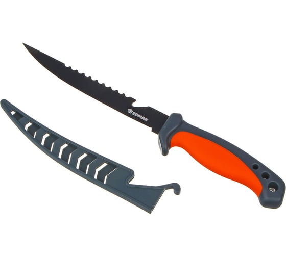 Изображение товара Разделочный нож ЕРМАК филейный, с чехлом, 27.3 см, нержавеющая сталь, пластик, ПВХ 070-005