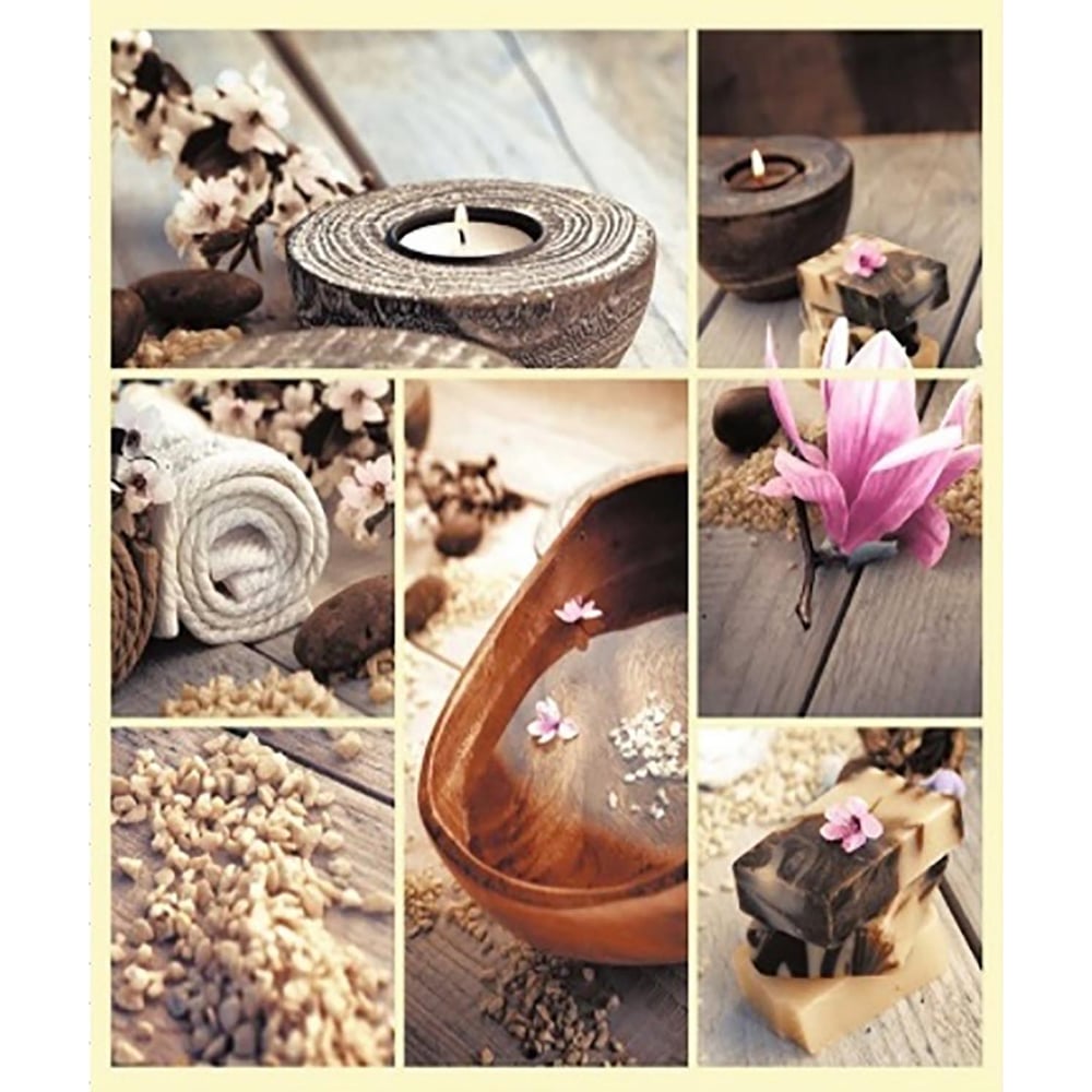 Изображение товара Пленочная штора для ванной Zalel 180x200 фотопринт с кольцами водоотталкиваемая