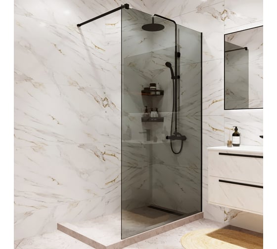 Изображение товара Душевая перегородка Mebelvann Walk In 2000x1000 BLACK BEN-602_BL_T _2000x1000