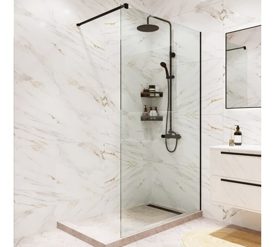 Изображение товара Душевая перегородка Mebelvann Walk In 2000x1000 BLACK BEN-602_BL_C _2000x1000