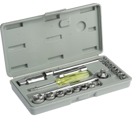 Изображение товара Набор инструментов ТУНДРА в кейсе, универсальный, 1/4 и 3/8, 20 предметов 881851