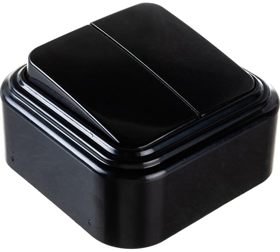 Изображение товара Двухклавишный выключатель STEKKER открытая установка 250В, 6А, IP20, черный, PSW06-22-20 VA 32745