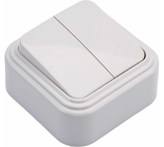 Изображение товара Двухклавишный выключатель STEKKER открытой установки, 250В 6А IP20 белый PSW06-22-20 VA 56-232-Б 32744