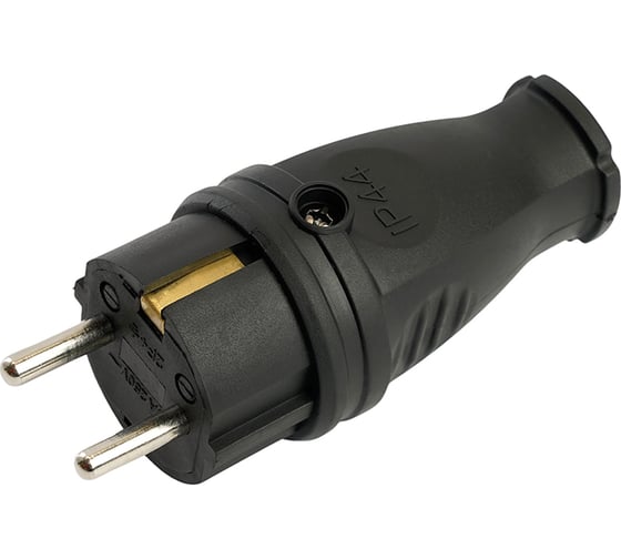 Изображение товара Прямая вилка STEKKER с заземляющим контактом, каучук 250В 16A IP44 черная RPG16-21-441 В 16-001 32748