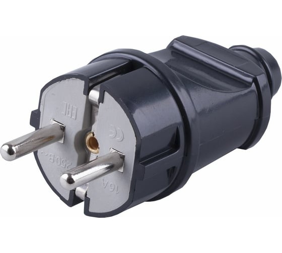 Изображение товара Прямая вилка STEKKER с заземляющим контактом, пластик 250В, 16A, IP20, черная, PPG16-42-201 32852