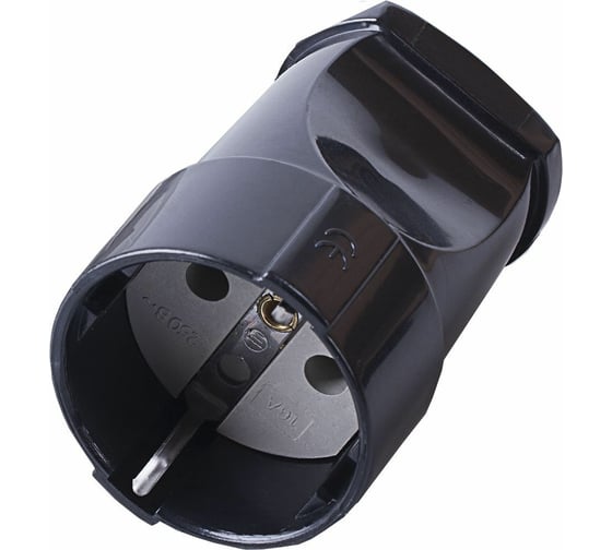 Изображение товара Переносная одноместная розетка STEKKER с заземляющим контактом, пластик 250В, 16А, IP20, черная 32854