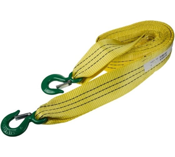 Изображение товара Ленточный трос SKYWAY 7 т, 5 м, 2 крюка, ширина 75 мм, усиленный желтый S03101024