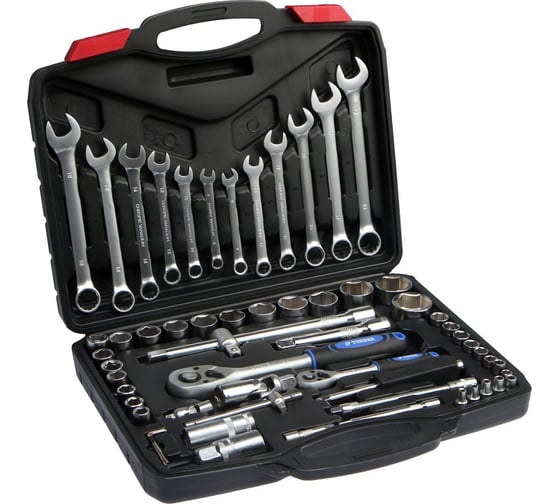 Изображение товара Набор инструментов ТУНДРА в кейсе, автомобильный, CrV, 1/2 и 1/4, 60 предметов 1720447