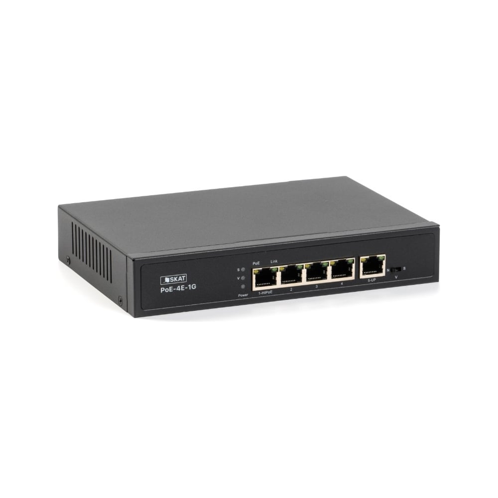 Изображение товара Коммутатор Бастион skat poe-4e-1g 4070 с PoE+ для сети 5 портов