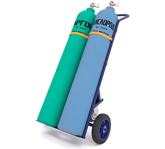 Изображение товара Тележка для двух пропановых баллонов RUSKLAD ГБ 2 с литыми колёсами и системой фиксации баллонов- ремень. ГБ 2 литые РЕМЕНЬ