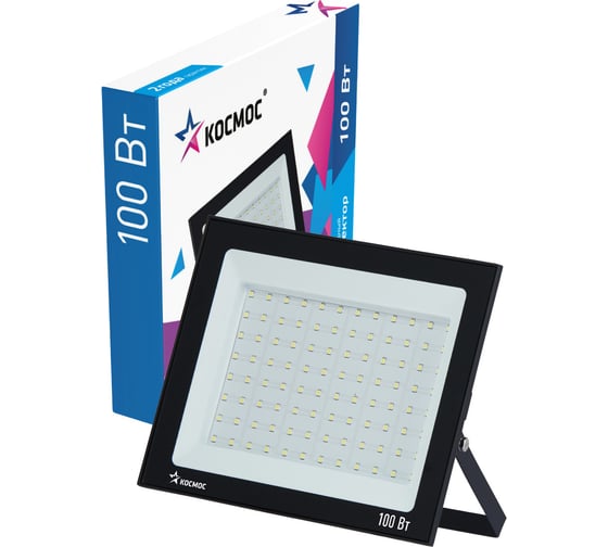 Изображение товара Светодиодный прожектор КОСМОС 100Вт, 8000Лм, IP65, 6500K Sup 468994 K_PR5_LED_100