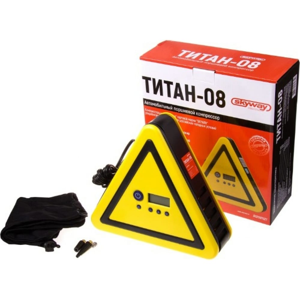 Купить Металлический компрессор 30 л/мин в прикуриватель с фонарем skyway титан-08 s02001021