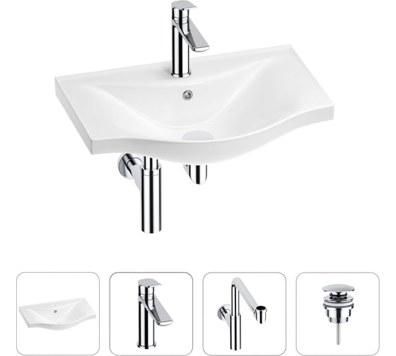 Изображение товара Раковина для ванной набор 4 в 1 Wellsee Bisou 201003491