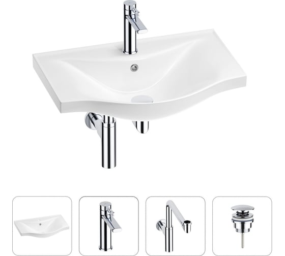 Изображение товара Раковина для ванной набор 4 в 1 Wellsee Bisou 201003546