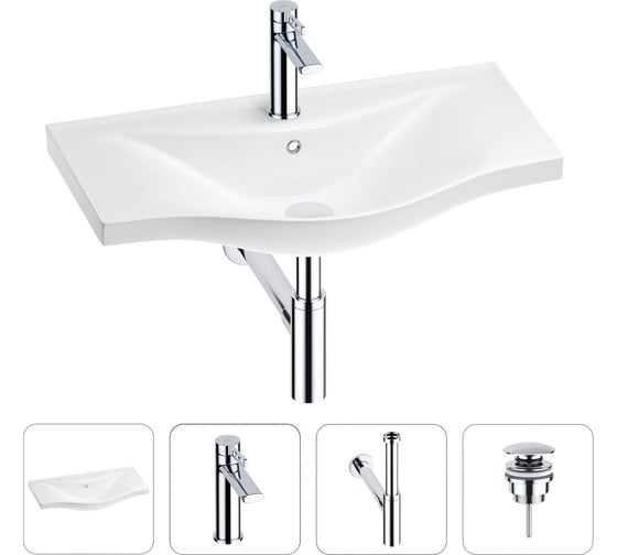 Изображение товара Раковина для ванной набор 4 в 1 Wellsee Bisou 201003636