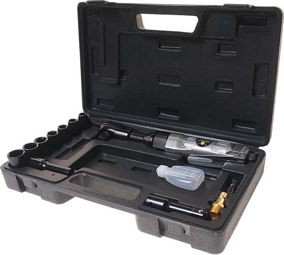 Изображение товара Пневмотрещотка ЭВРИКА с набором ударных головок 17 предметов 9-19мм ER-85220K