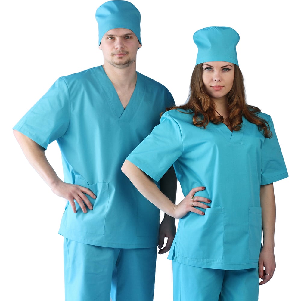 Изображение товара Хирургический костюм URSUS МЕД521-100 56-58 унисекс с карманами бирюзовый