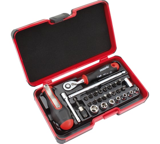 Изображение товара Набор бит SL/PH/Tx/HEX и головок с трещоткой Felo ERGONIC и рукояткой SMART в кейсе, 29 шт 06081506