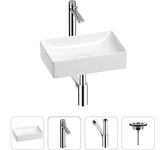 Изображение товара Раковина для ванной Wellsee Pure BY в наборе 4 в 1 201002526