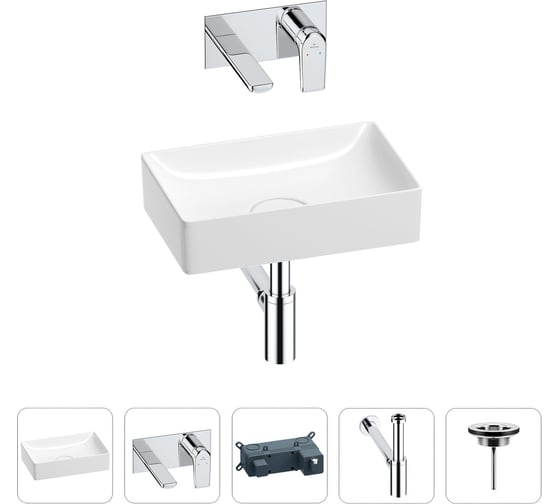 Изображение товара Раковина для ванной Wellsee Pure BY201002531 в наборе 4 в 1 201002531