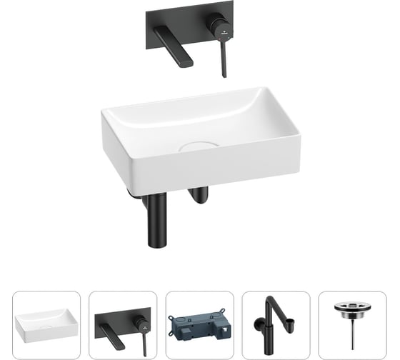 Изображение товара Раковина для ванной Wellsee Pure BY201002597 в наборе 4 в 1 201002597