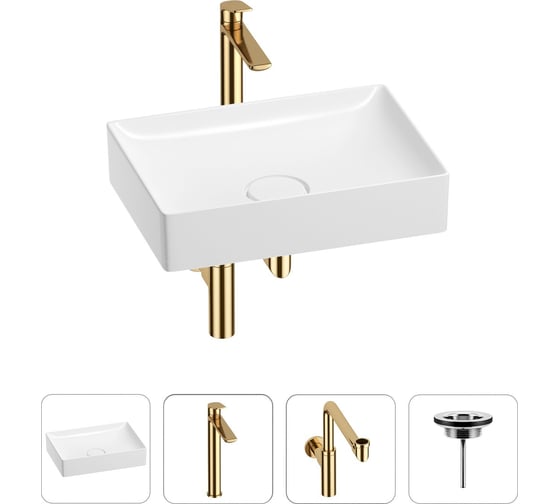 Изображение товара Раковина для ванной Wellsee Pure BY в наборе 4 в 1 201002683