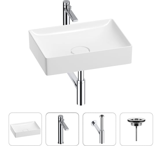 Изображение товара Раковина для ванной Wellsee Pure BY в наборе 4 в 1 201002666