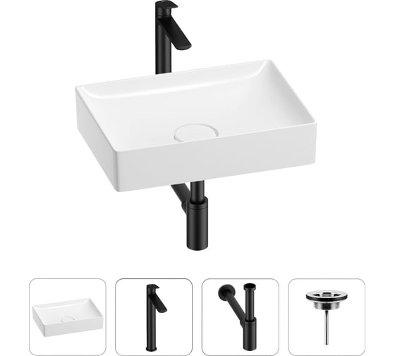 Изображение товара Раковина для ванной Wellsee Pure BY в наборе 4 в 1 201002602