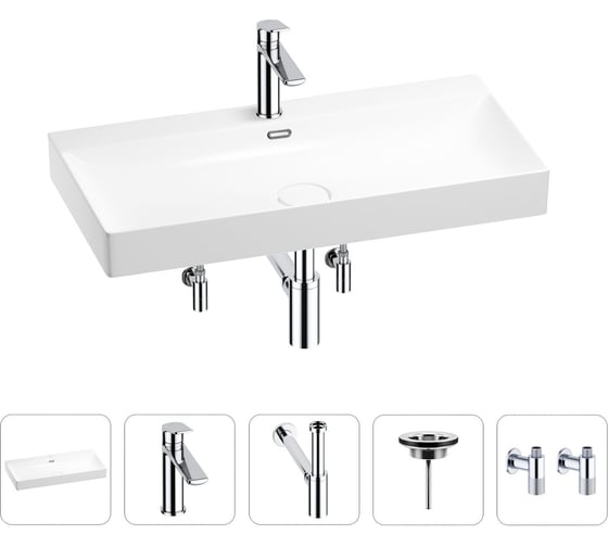 Изображение товара Раковина для ванной Wellsee Bromance в наборе 5 в 1 201005526